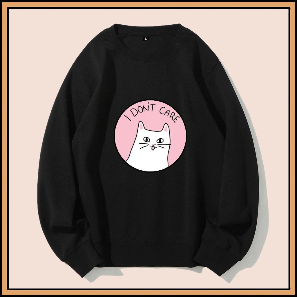 CALVIERO SHOP - BAJU SWEATER WANITA ATASAN CAT DONT CARE  SWEATER DEWASA BRAND ANIME SWEATER HODDIE FASHION CITAYEM SCBD FASHION WEEK FASHION VIRAL TIKTOK