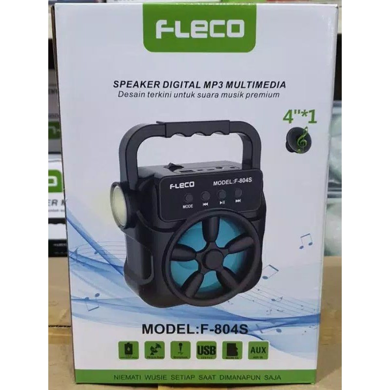 Speaker MP3 Portable Fleco Bluetooth F-804S Free Mic