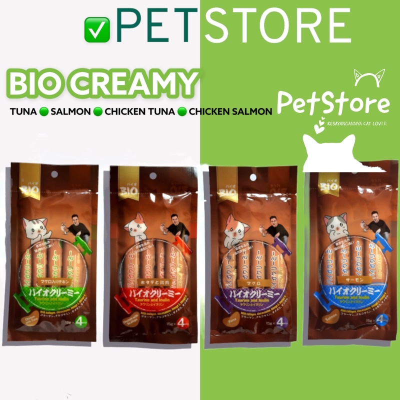 BIO CREAMY TREATS isi 4 pcs Snack Kucing bergizi setara Meo creamy