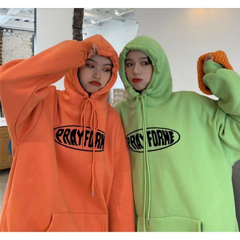 (S - 6XL) Hoodie Hijau Neon Korean Style Harajuku PRAYFORME Big Size Jaket Sweater Hijau Stabilo Pria Wanita pray for me Jumbo Oversize 6XL 5XL 4XL 3XL 2XL XL L M S Matcha Mint Fuschia Oren Orange