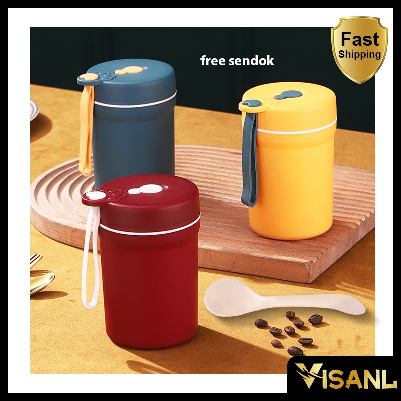 Mangkok sup Free Sendok 330ml Cangkir sup Anti Tumpah Portable Panci sup BPA FREE VS-44