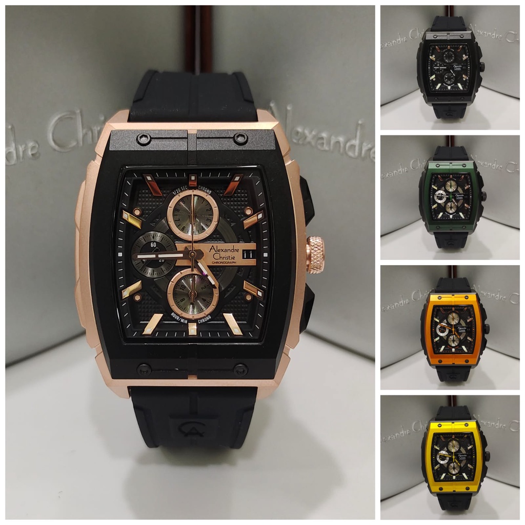 Jam Pria Alexandre Christie AC6598 AC 6598 Rubber Strap Original Garansi Resmi Alexander Christie
