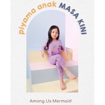 Stelan Baju Tidur Among Us Mermaid / Piyama Anak Perempuan Tangan Panjang