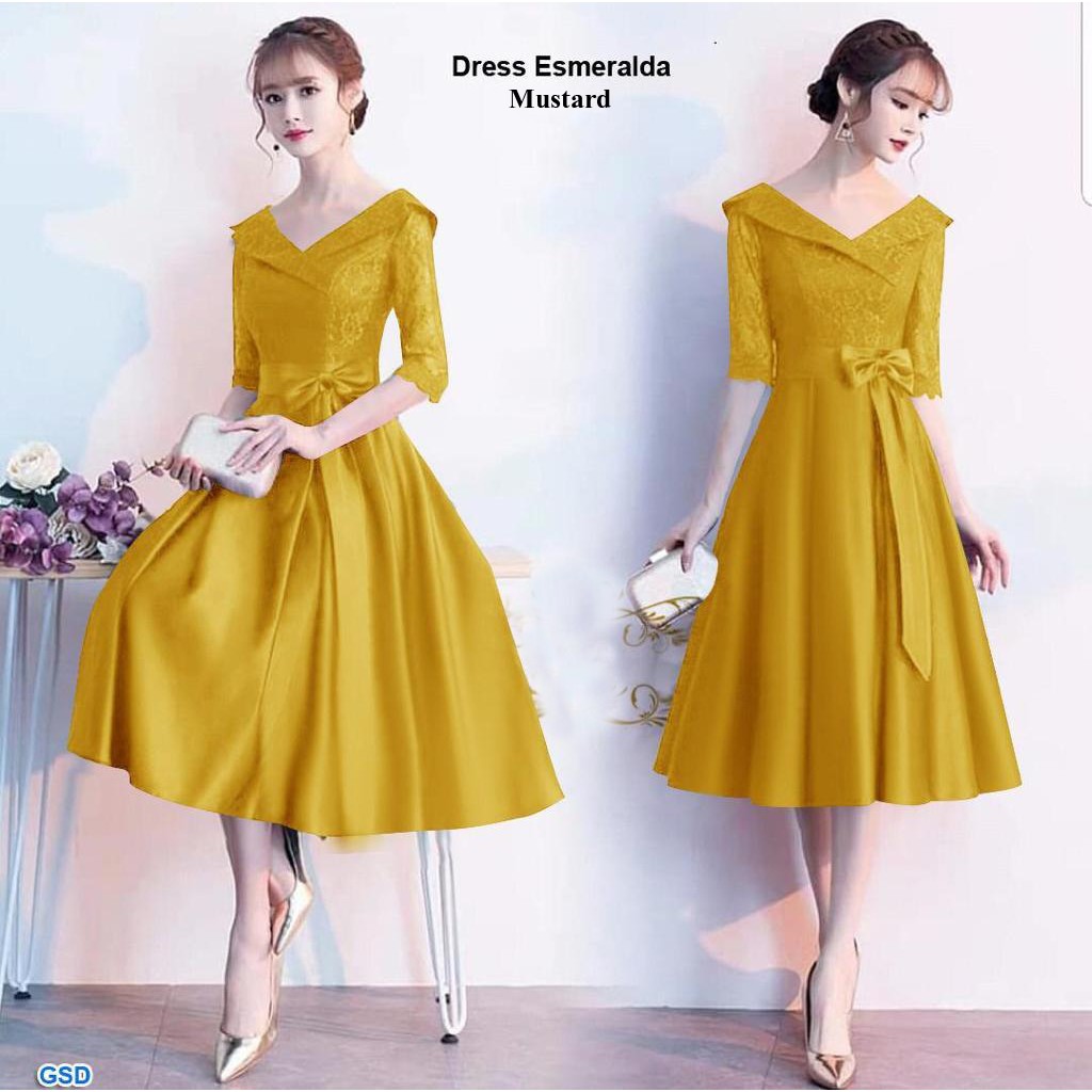 Dress esmeralda/midi dress wanita brokat kombi baletoli/casual dress sabrina model terbaru