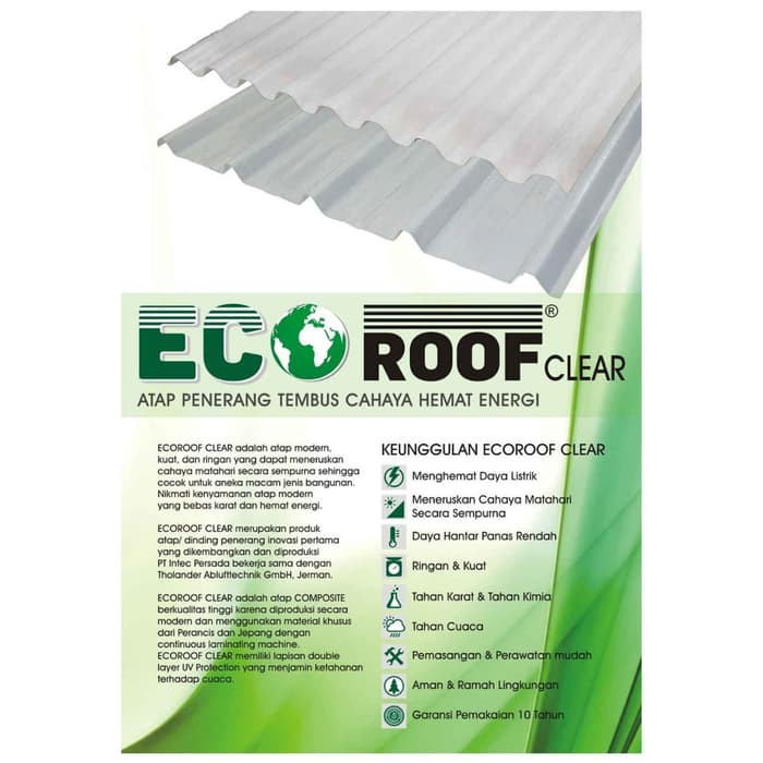 ECOROOF PENUTUP ATAP UPVC NOK ATAP CANOPY SINGLE LAYER