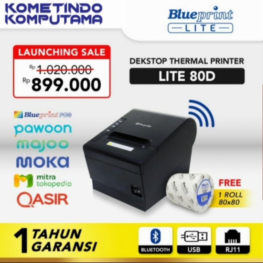 BL-DTS7840CP Direct Thermal Sticker 78 Continuous @40mm BLUEPRINT LITE 1 Roll Label Stiker Portable