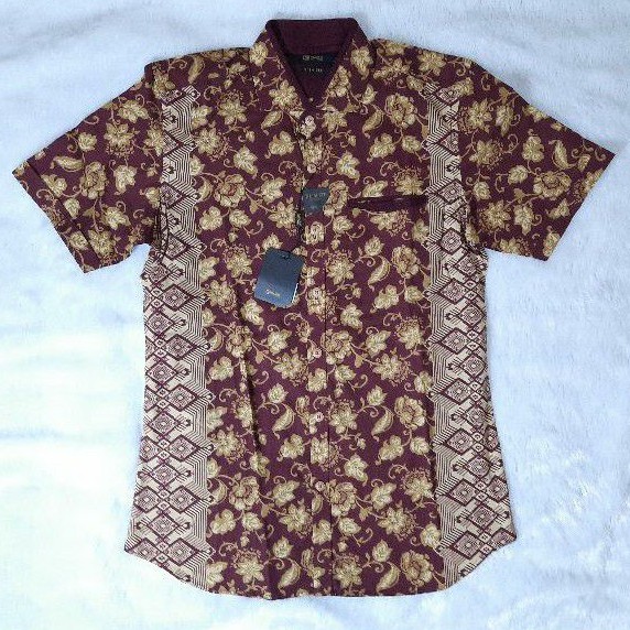 EMBA Classic SlimFit Smart Casual Kemeja Batik Lengan Pendek Camero