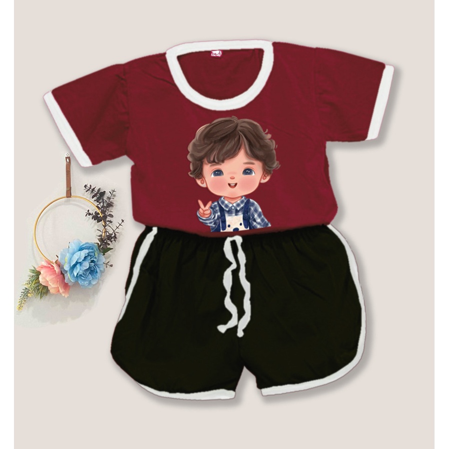 Rillo-Setelan baju playset anak combi laki-laki / setelan anak kombinasi usia 1-5tahun
