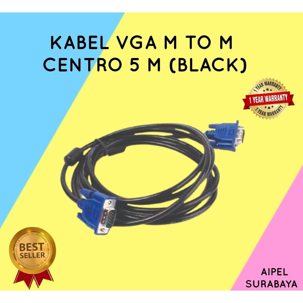 KVC5 | KABEL VGA MALE TO MALE CENTRO 5 M (BLACK)