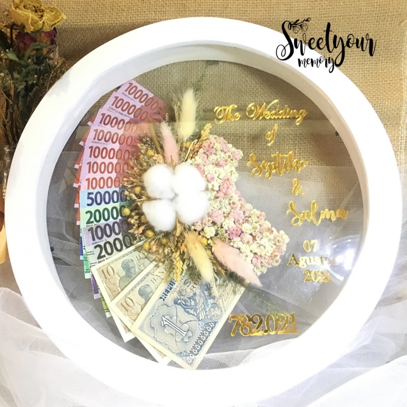 Mahar Rustic Frame Bulat Double Akrilik