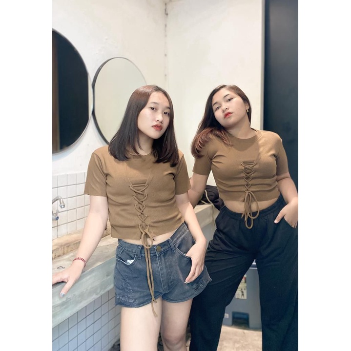 Baju wanita CROP TOP TALI SILANG