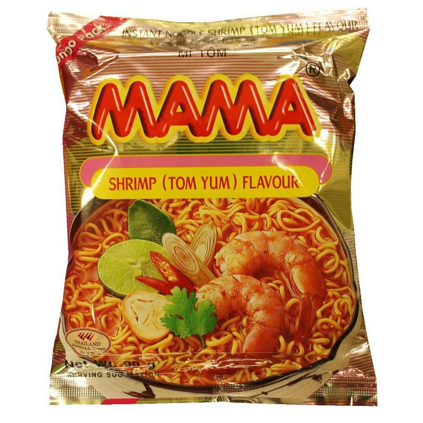 MAMA SHRIMP Tom Yum 90g Mie instan Asli Thailand Mi Tomyum Tomyam