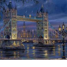 

♧ DIY painting by number 50x40cm lukisan kanvas Cityscape - London Bridge, Unframed ➾