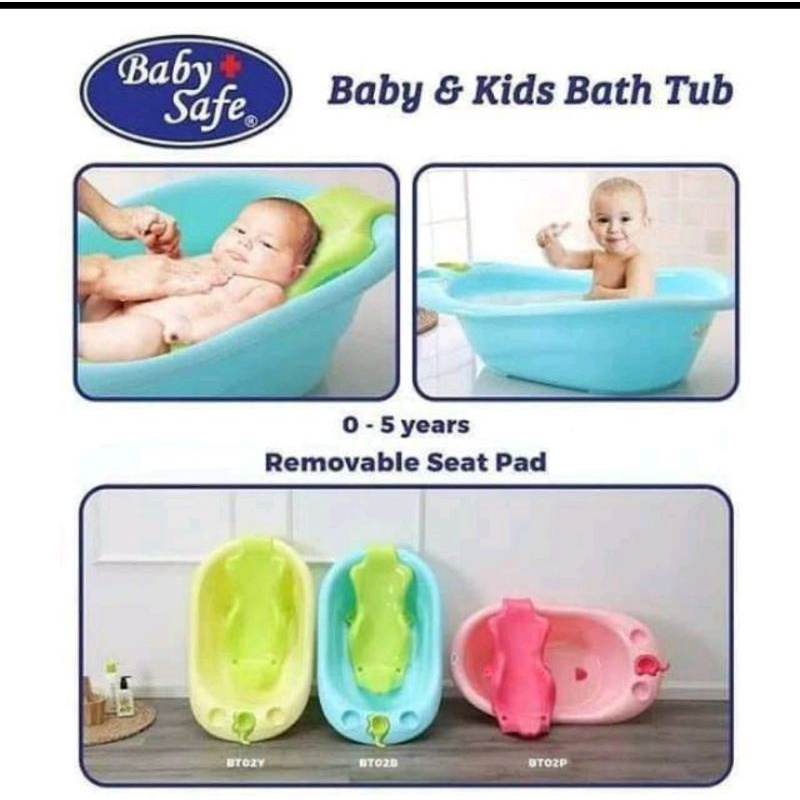 Babysafe baby bathtub pink, blue &amp; yellow BT02/ Bak mandi bayi - BT02