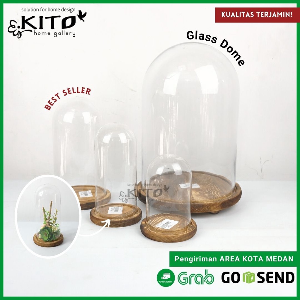 KITO GLASS DOME XL / Dekorasi Kubah kaca  UKURAN JUMBO / FLOWER DOME - IMPORT PRODUCT 1749