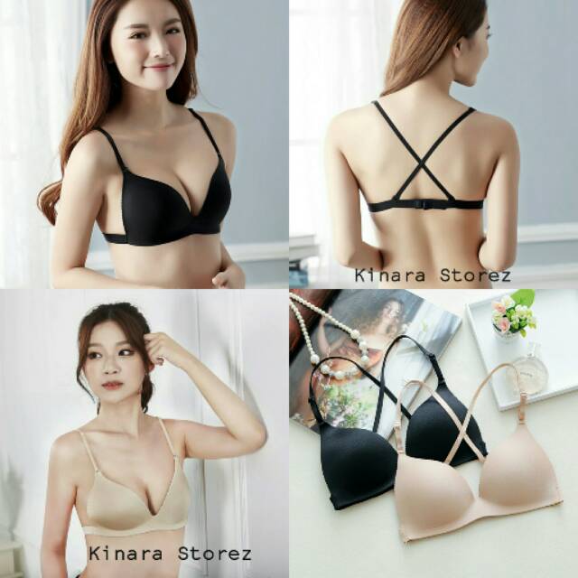kinarastorez - Bra Push Up Seamless Bh Tanpa Kawat Tali Silang