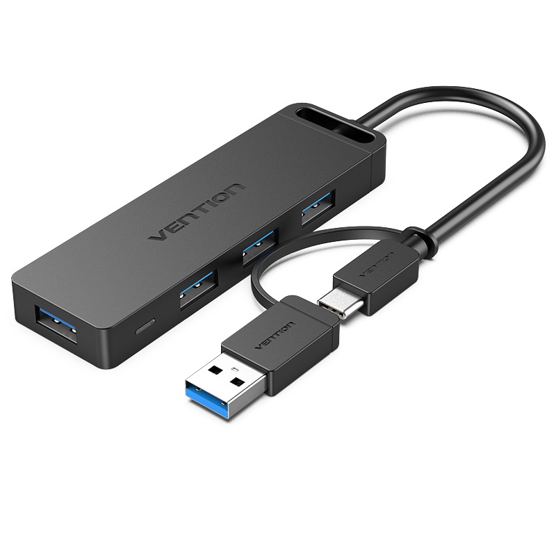 Vention Hub USB 3.0 2 in 1 Dengan 4 Port USB 3.0 Untuk Laptop / Komputer / Hard disk / Handphone