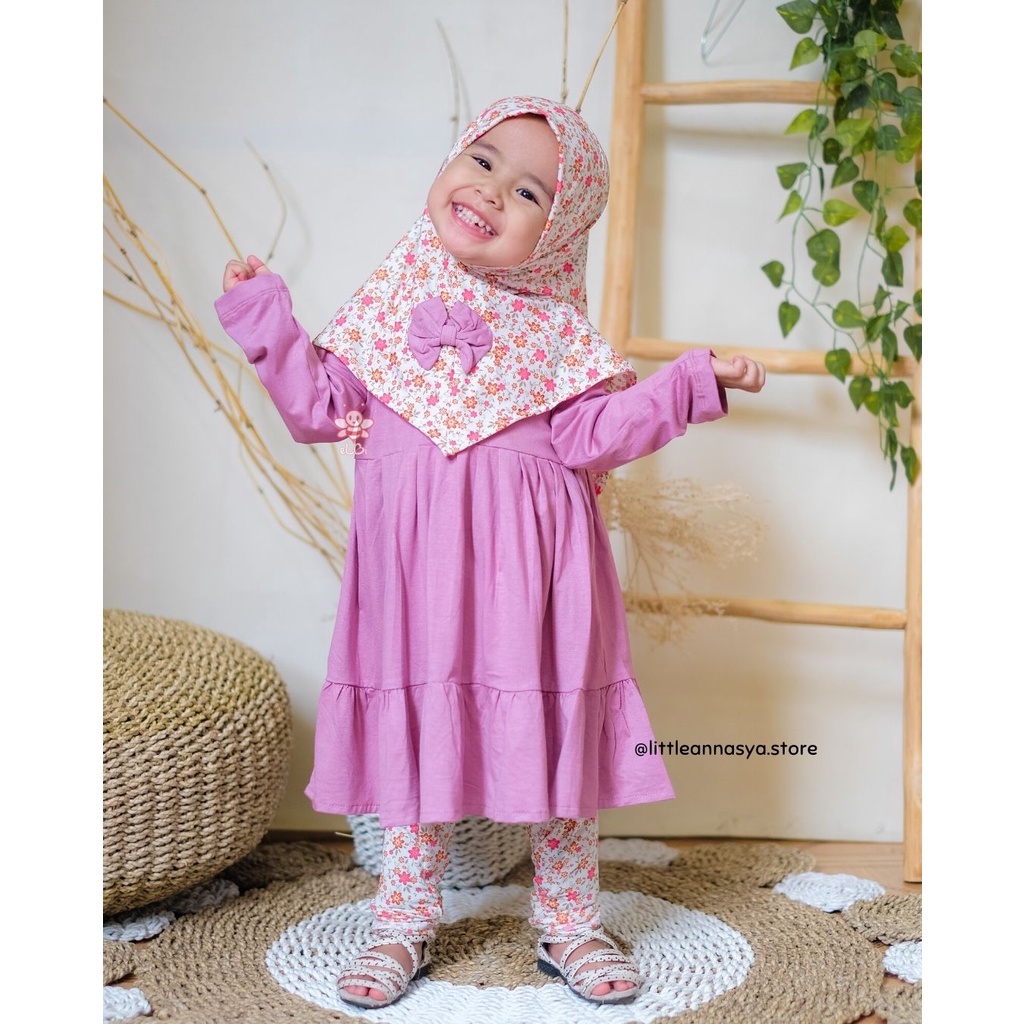 Baju Muslim Anak Perempuan / Baju Muslim Anak Cantik 1-5 Tahun Nayla / One Set Piyama Rayon / Setelan Anak Rayon / Setelan Baju Muslim Anak Perempuan Terbaru Nayla Series