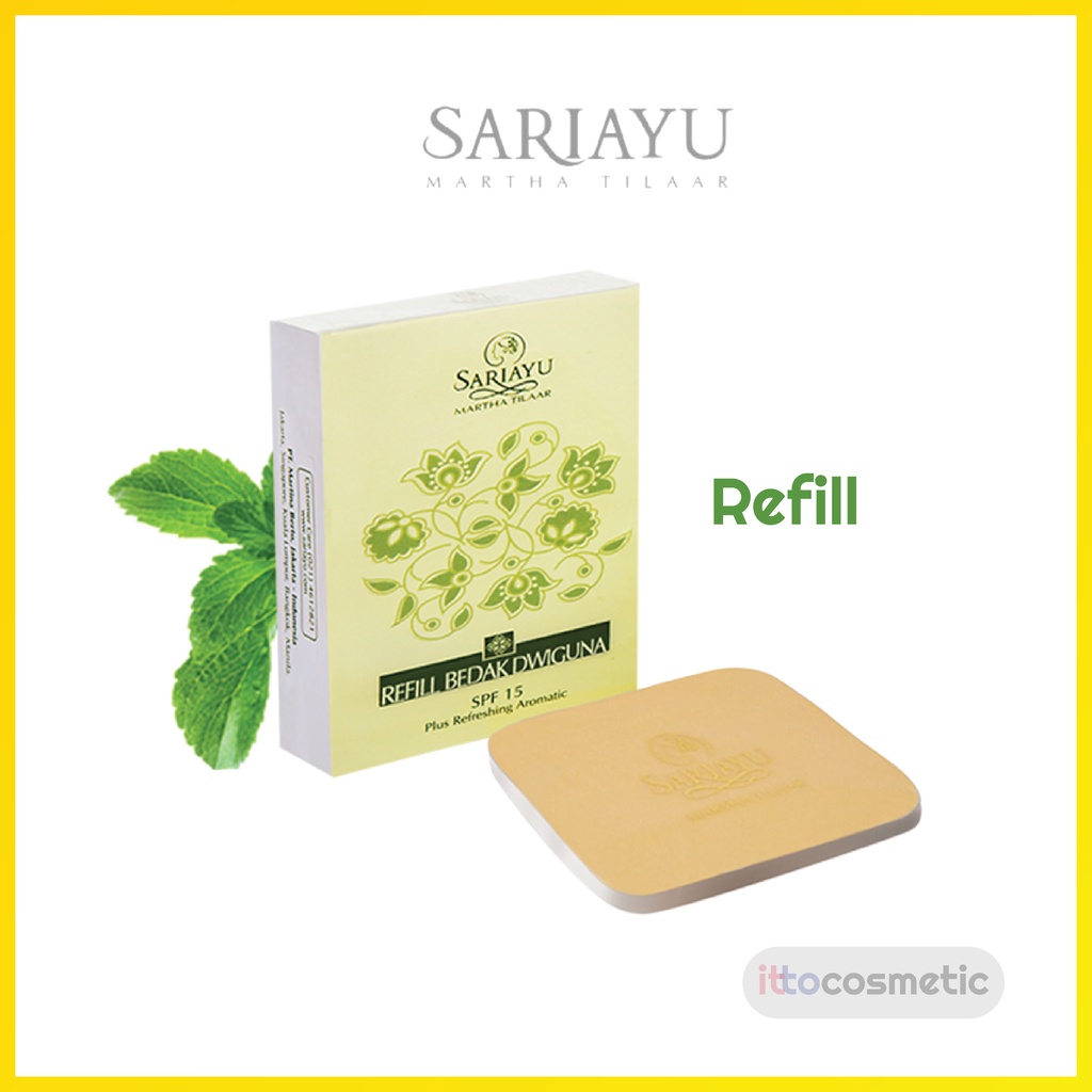 SARIAYU Bedak Dwiguna SPF 15 Refreshing Aromatic 12 GR Refill | Kuning Langsat Pengantin