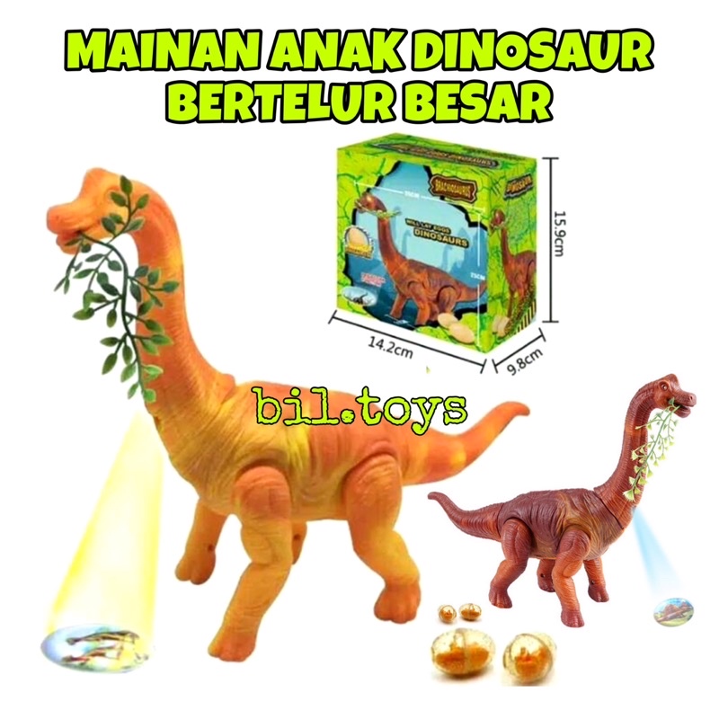 MAINAN ANAK DINO DINOSAURUS BERTELUR MAINAN ANAK BRACHIOSAURUS EGG BERJALAN BATERAI HEWAN PURBA