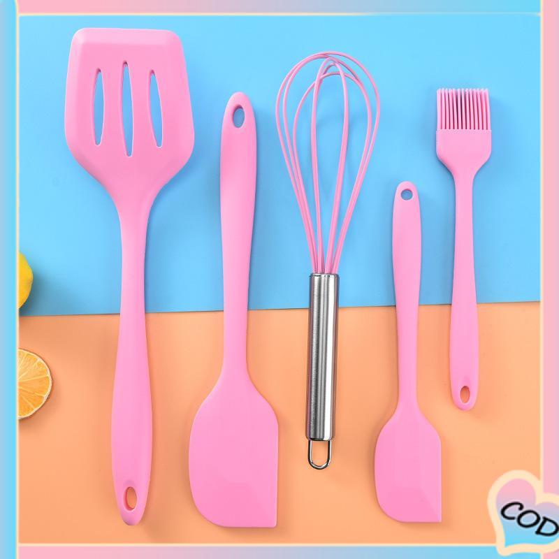 COD❤️ Silicone Scraper 5-piece Set One-piece Oil Brush Scraper Kebocoran Sekop Pengocok Telur Alat Kue-A.one