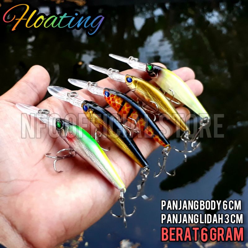 Lure minnow lidah panjang 9 cm / 6 gr Floating Dengan warna dan Action Killer