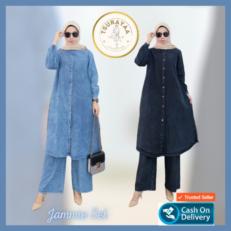 Jammie Set Wanita Jeans Wash Premium Original Product