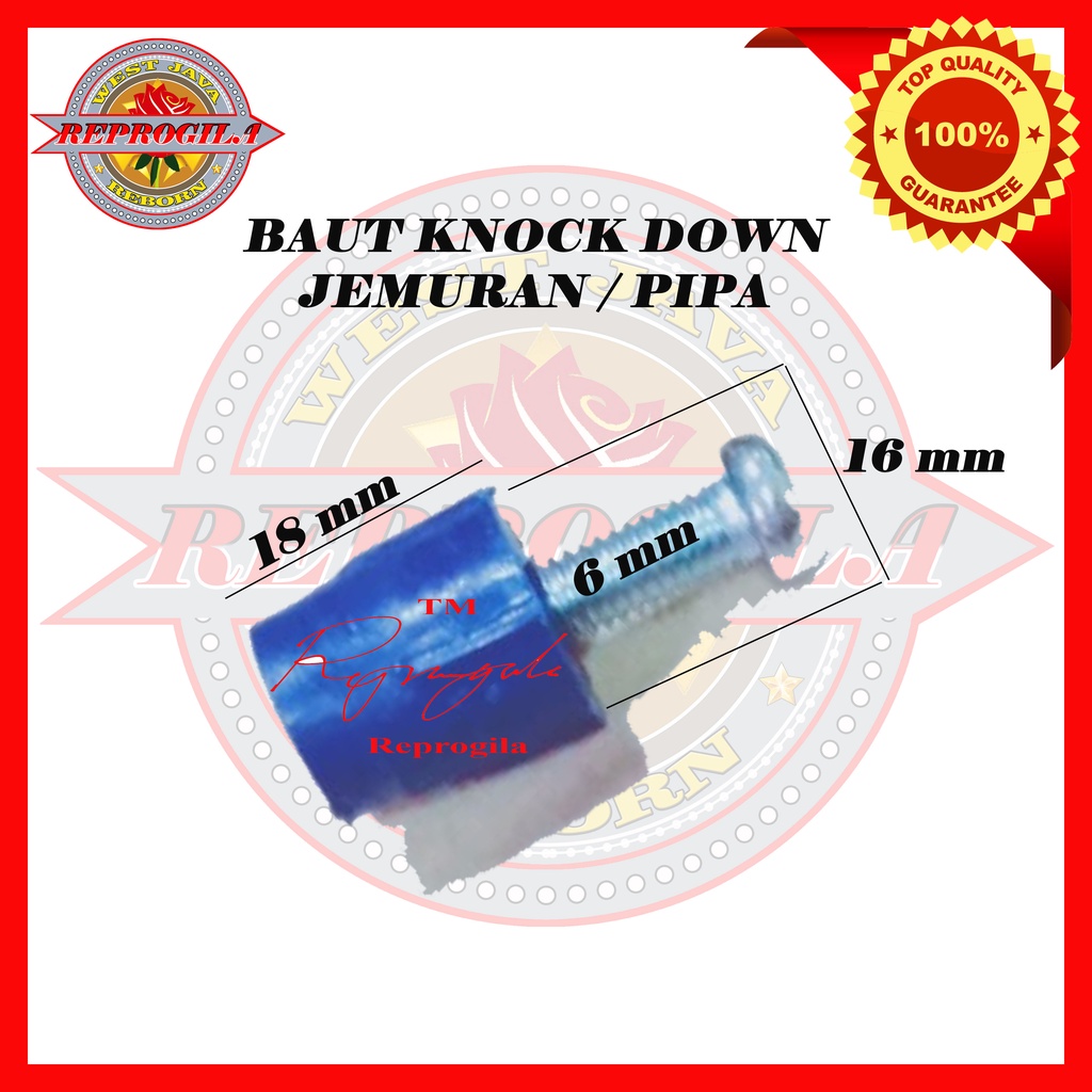 Baut jemuran dinding, knop, baut plastik, baut pipa