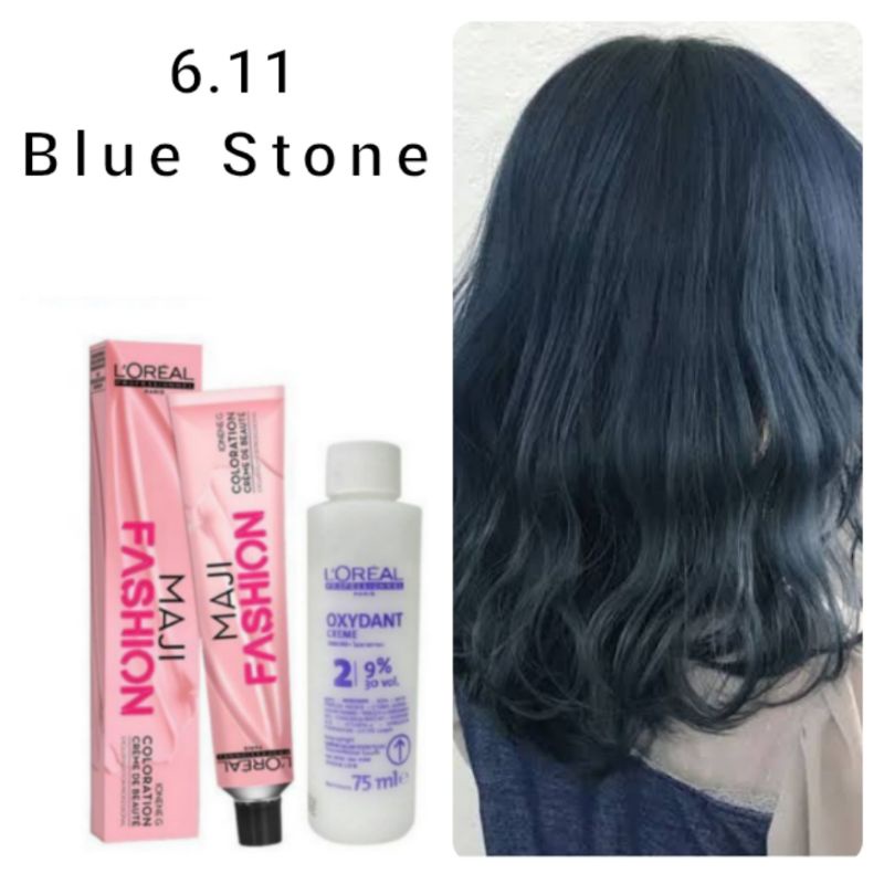 LOREAL MAJIFASHION 6.11 BLUE STONE , HAIR COLOR CAT RAMBUT SEMIR PEWARNA MAJI FASHION