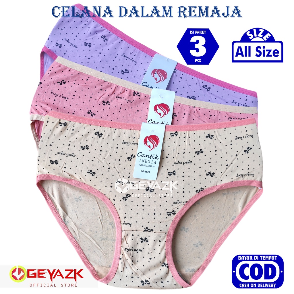 3PCS CELANA DALAM ANAK PERERMURAH REMAJA- ALLSIZE