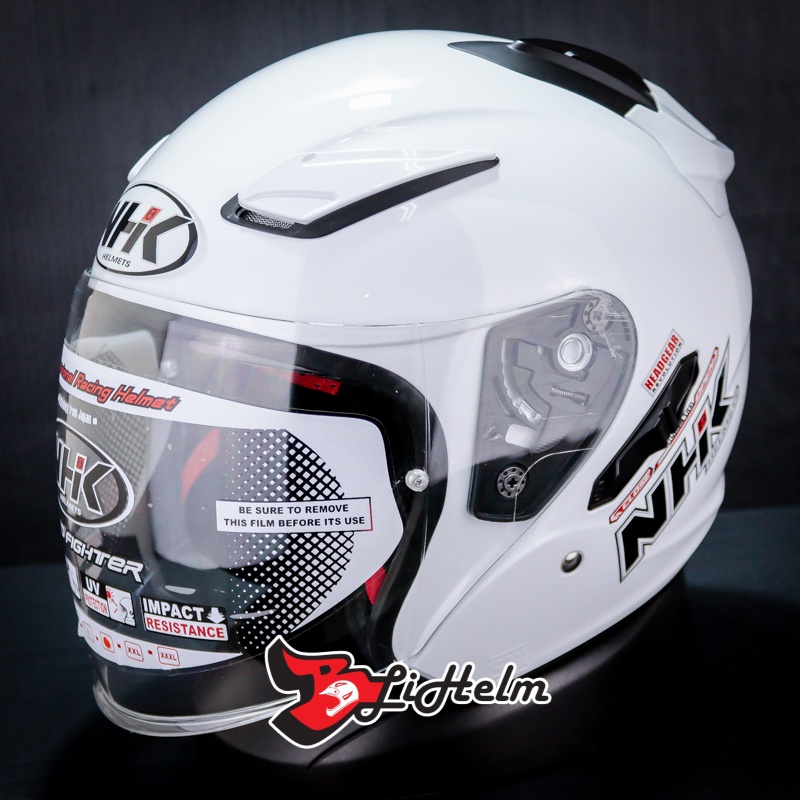 Jual HELM NHK R1 SOLID WHITE HALF FACE DOUBLE VISOR ORIGINAL NHK Shopee Indonesia