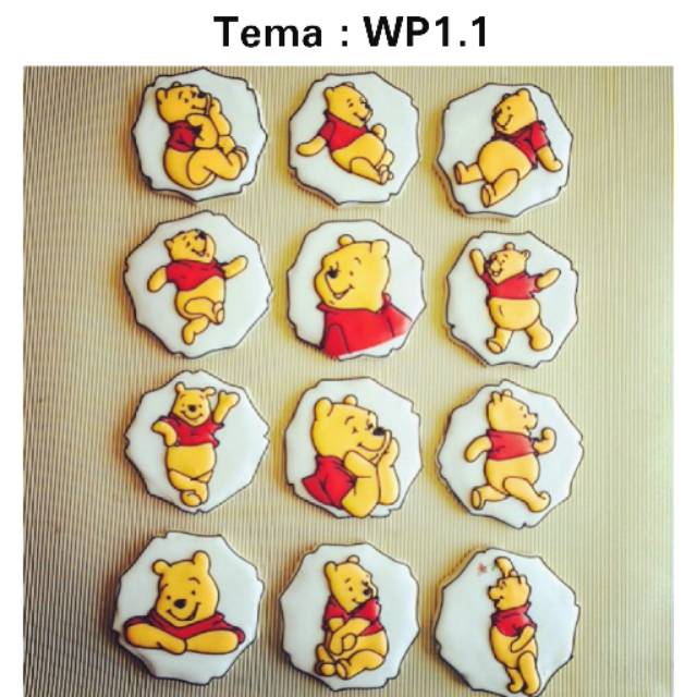 

IHANALICIOUS Butter Cookies Tema Winnie The Pooh 1 (kukis hias karakter) kue kering icing royal