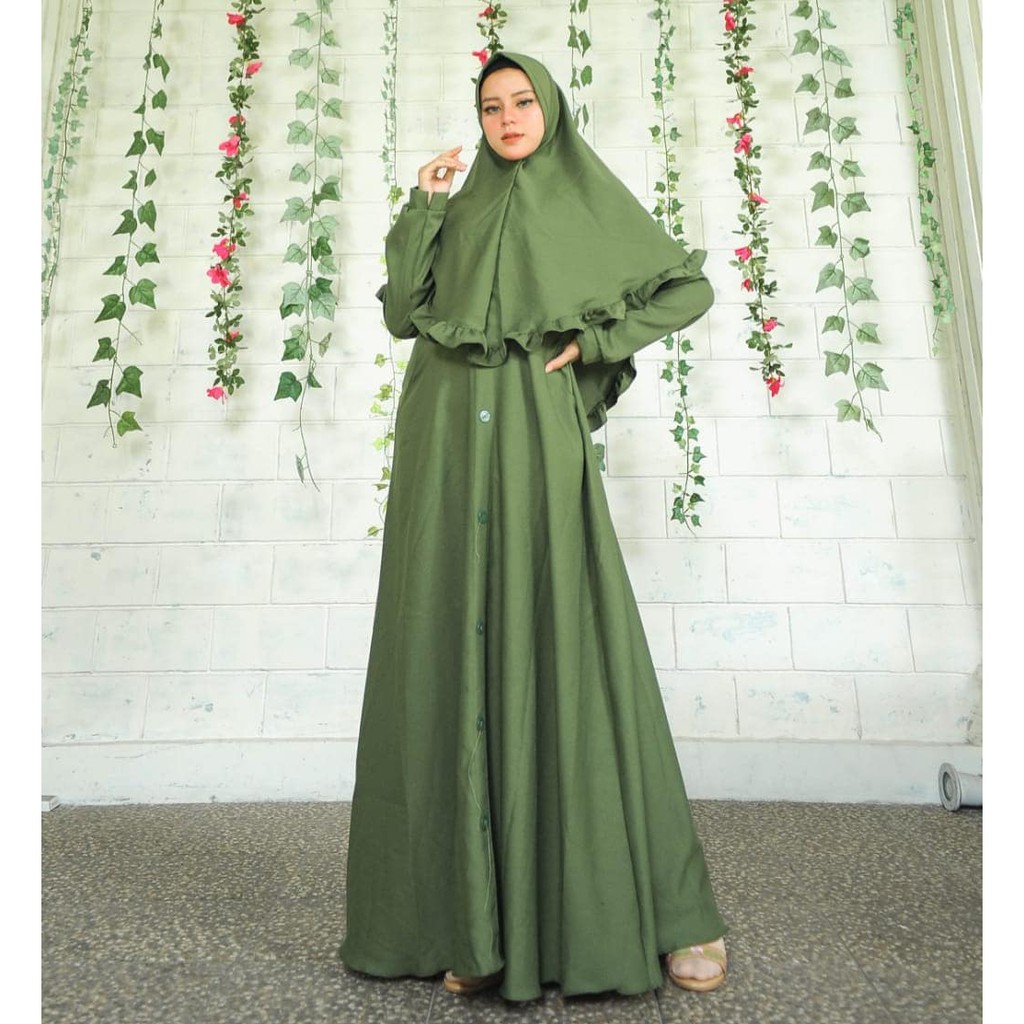 JUWITA SYARI BAHAN MOSSCRAPE (Free Hijab / Khimar) Gamis Muslim Baju Panjang Stelan Syari Polos 2021