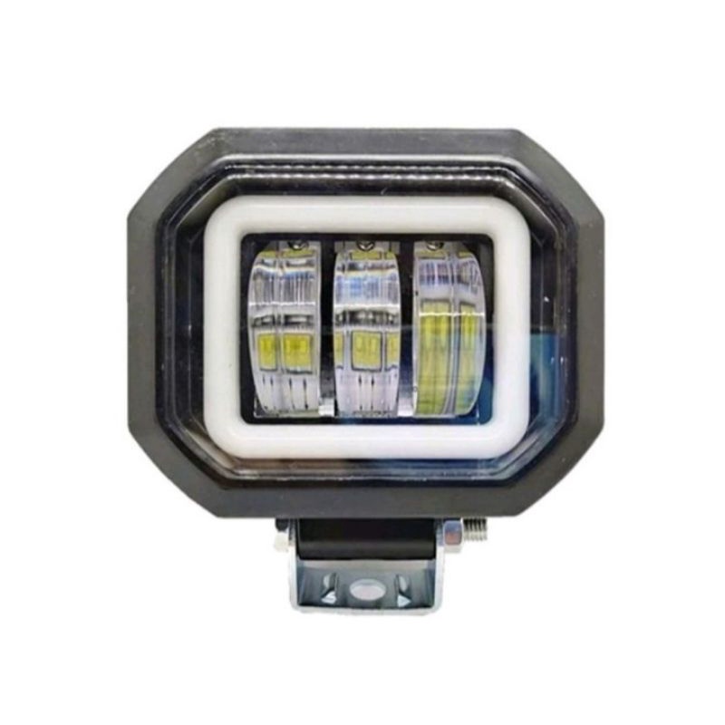 Lampu tembak sorot Led Cree 3 mata Lensa 6D kotak  ring biru Lampu tembak 2 warna putih/kuning