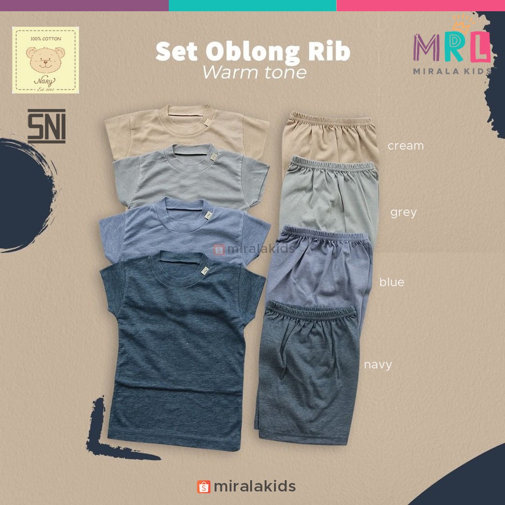 Nary Setelan Kaos Oblong Tipis dan Celana Pendek - Sleeve Tee seri Denim Warm Tone SNI