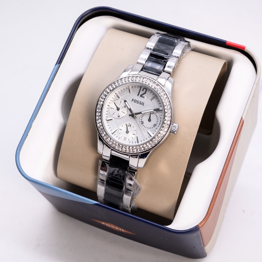 Best Seller  Jam Tangan Wanita Fx 1505-HB Chrono On Tali Rantai Tanggal Aktif Free Box Kaleng & Bate