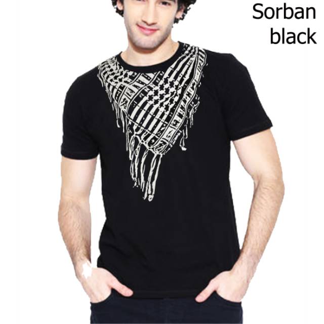 Sorban long black Kaos unik bersorban kaos islami kaos bagus kaos sablon bahan tebal