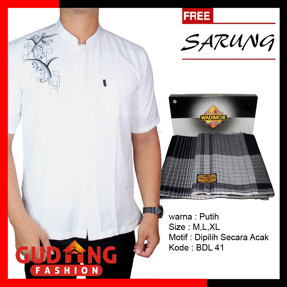 Kemeja Muslim Pria Baju Koko Modern Lengan Pendek Terbaru + Sarung