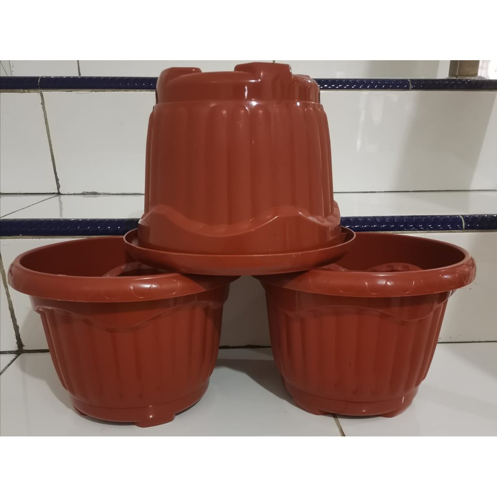 Pot Bunga Mio merek SHALLOM 20 cm / pot plastik warna warni