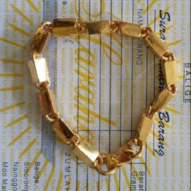 Gelang Balok Emas LM 24K. Kadar 999,9%.