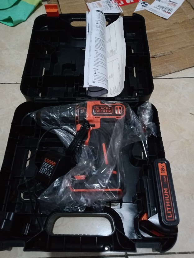 Cordless Black Decker Bdchd18k Bor Baterai 18v
