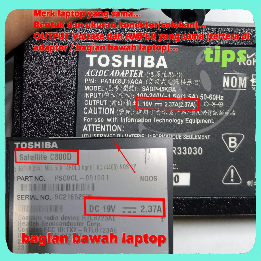 Charger Laptop Toshiba L745 C640 Satellite C600 C55D c800