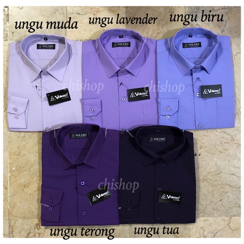 KEMEJA PRIA VOLERO - KEMEJA POLOS  LENGAN PANJANG PRIA WARNA UNGU LAVENDER / UNGU BIRU / UNGU TERONG