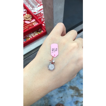 Liontin permata full emas putih asli 750/18k