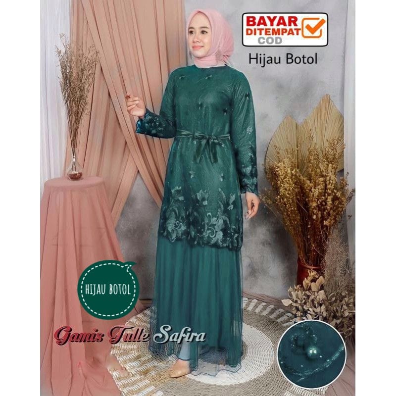 BJ - Maxi Dress Safira Bahan Brukat TIle - Gamis Wanita Pesta Fashion Muslim