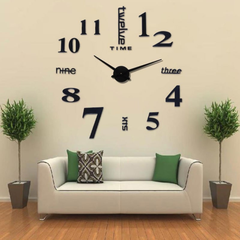 Jam Dinding Besar Raksasa DIY Minimalis Tempel Murah Giant Clock Quartz 80-130cm - DIY-101