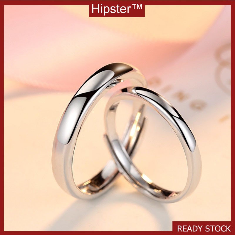 Simple and Versatile Fashion White Gold Color Glossy Romantic Couple Ring