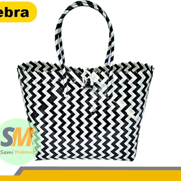 *Buruan Dapetin>> Tas Anyaman Plastik Kaca Premium motif ZEBRA bahan plastik Kaca Kilap .,..,.,,,,.,