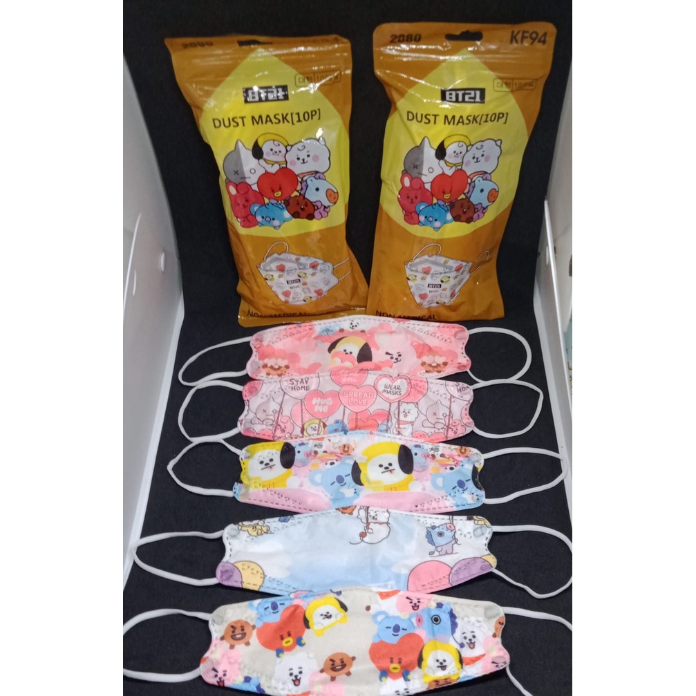 Masker KF94 Anak Cowok Cewek 4Ply Earloop Motif Karakter isi 10 pcs BT2