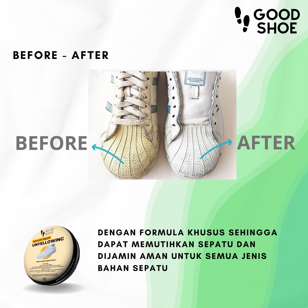 Good Shoe Paket Keren Pembersih Sepatu Dan Pemutih Sepatu Premium Whitening Unyellowing Sepatu Dan Premium Shoe Cleaner Penghilang Noda Kuning Sepatu Futsal Bola Sneaker Canvas Kanvas Suede